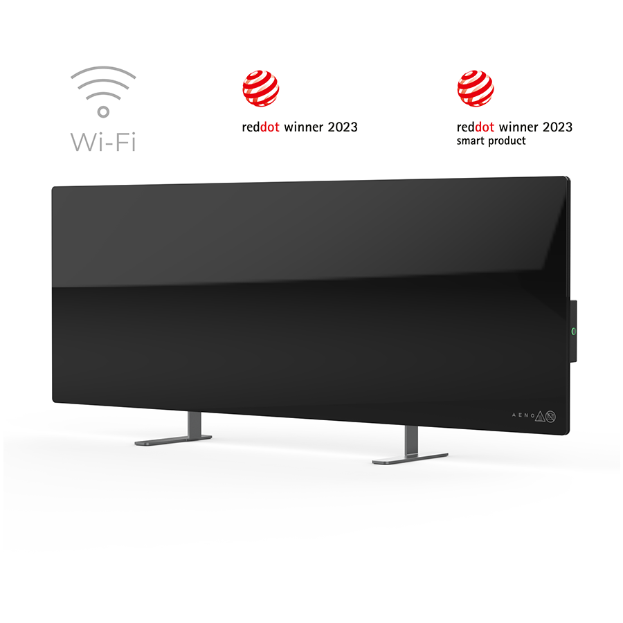 AENO Premium Eco Smart Heater, 700W, Tempered glass, Infrared+convection heating type, Plug type: Europe (E/F type), BLACK - AGH0002S