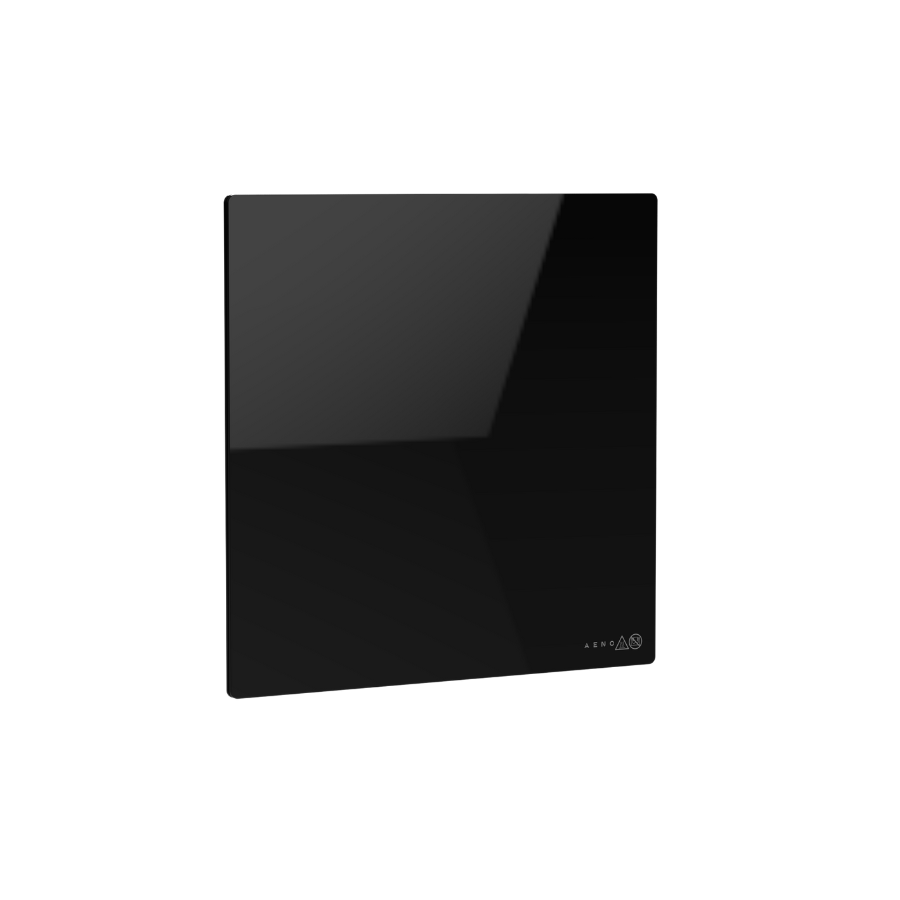 AENO Premium Eco Smart Quadro Wall Heater, 500W, 50x50 cm., Tempered glass, Infrared+convection heating type, LED display Plug type: Europe (E/F type), BLACK, , Made in Poland - AGH0012S