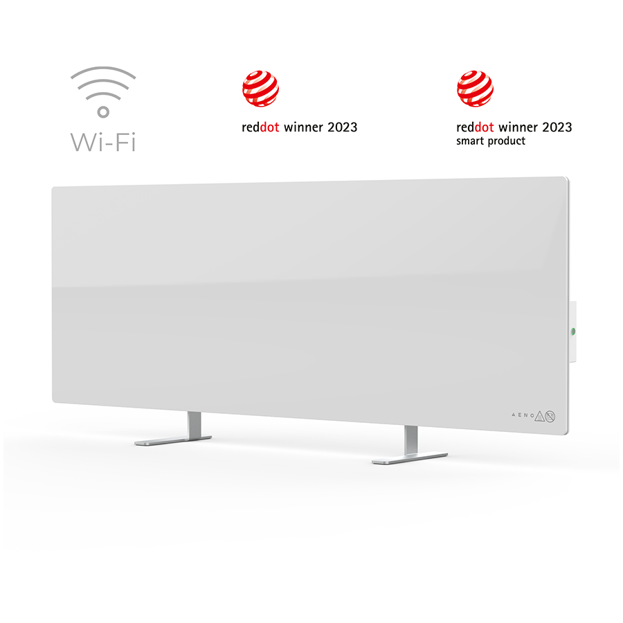 AENO Premium Eco Smart Heater, 700W, Tempered glass, Infrared+convection heating type, Plug type: Europe (E/F type), WHITE - AGH0001S