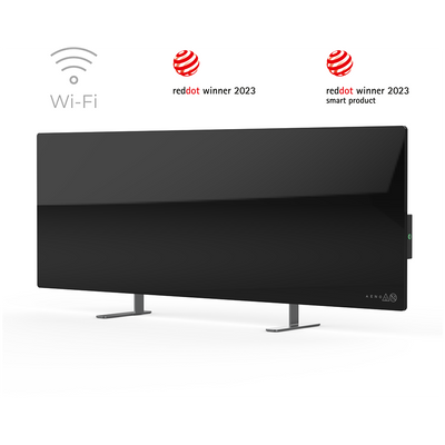 AENO Premium Eco Smart Heater, 700W, Tempered glass, Infrared+convection heating type, Plug type: Europe (E/F type), BLACK - AGH0002S